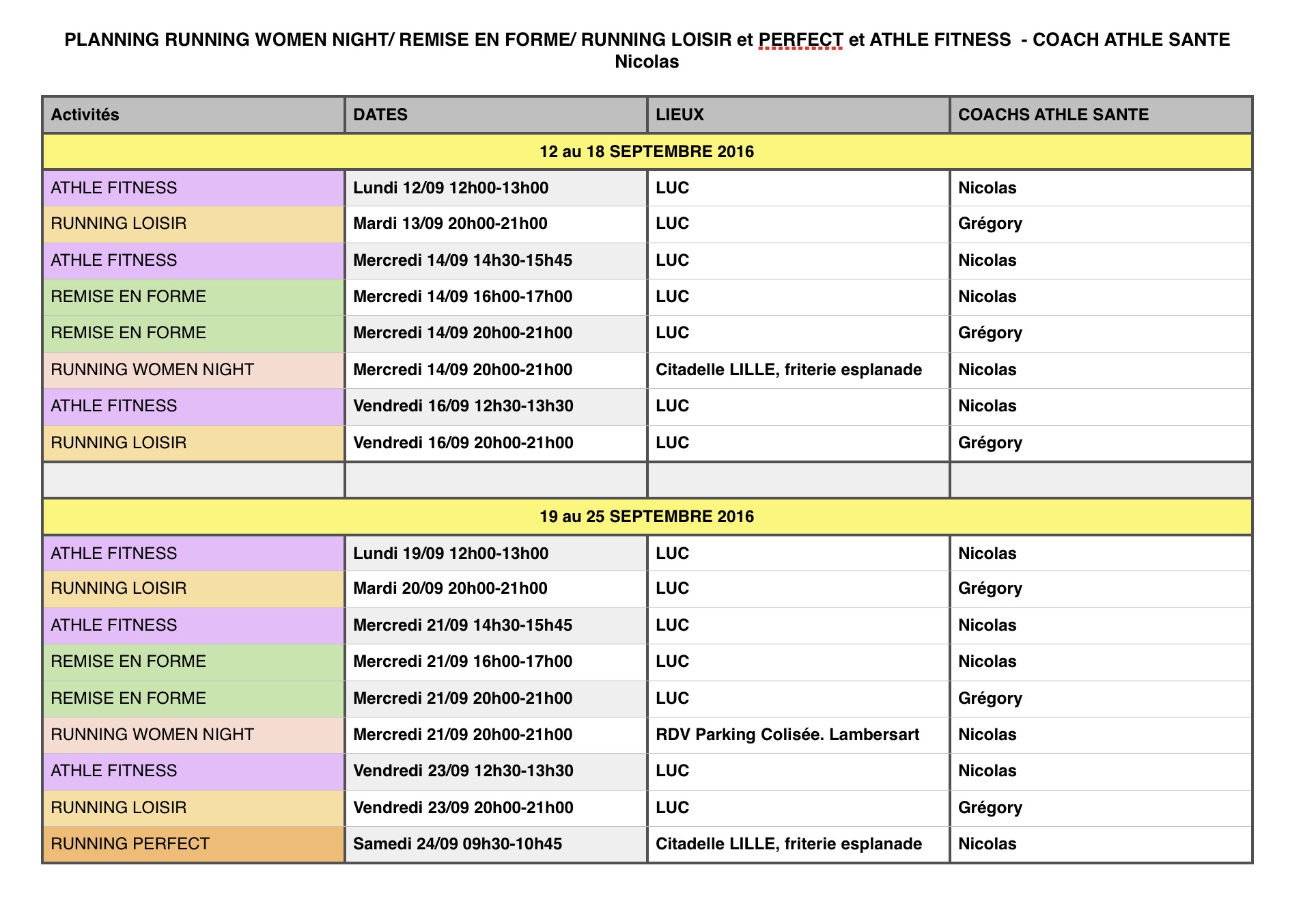 Actualité Calendrier activités santé loisir HORS... club Athlétisme